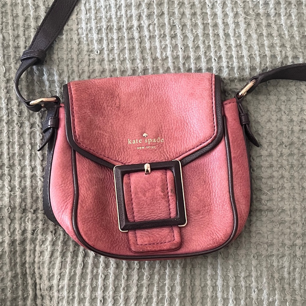 kate spade Two-Tone Maroon and Dark Brown Leather Crossbody Bag